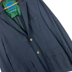 Tommy Bahama Men's L Navy Striped Blazer Italian Fabric Nautical Preppy Layering